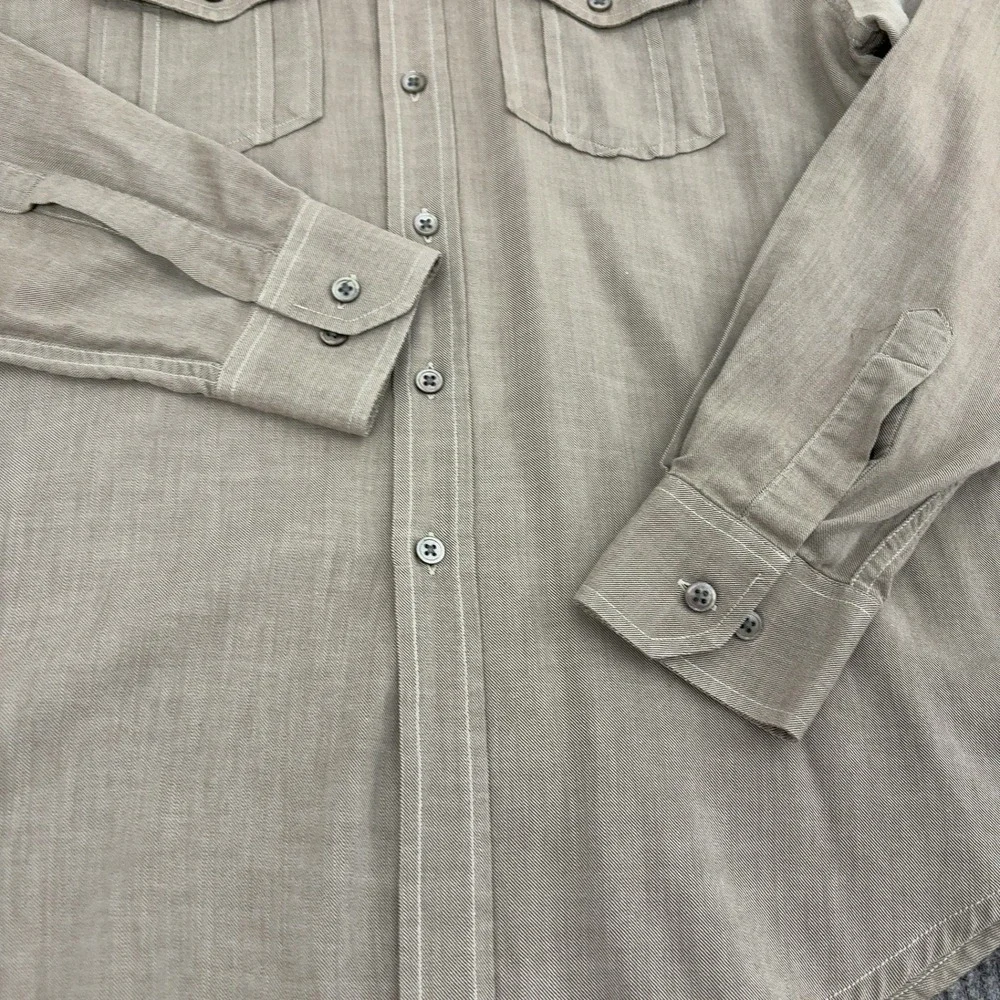 Banana Republic Button Down Shirt Mens S Tan Cotton Wool Utility Safari Classic